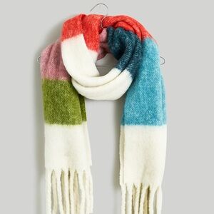 Madewell Cream and Pink Cozy Scarf